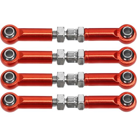 Quatre biellettes de servo réglables, adaptées aux voitures télécommandées FMS 1/24 FCX24, biellettes de direction RC en alliage d'aluminium et fer de haute précision, rouges. (1/5)