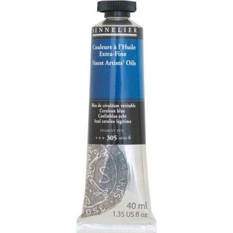 Couleurs à l'huile - Sennelier - Bleu céruléen - 40ml - Pigments naturels - Finition satinée