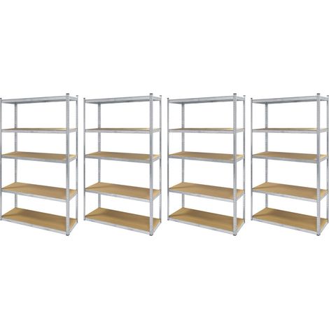 Lot de 4 étagères métal XXL grand modèle - Hauteur 2M20 Largeur 1m20 - charges très lourdes - 5 plateaux - 1325 Kg (1/5)