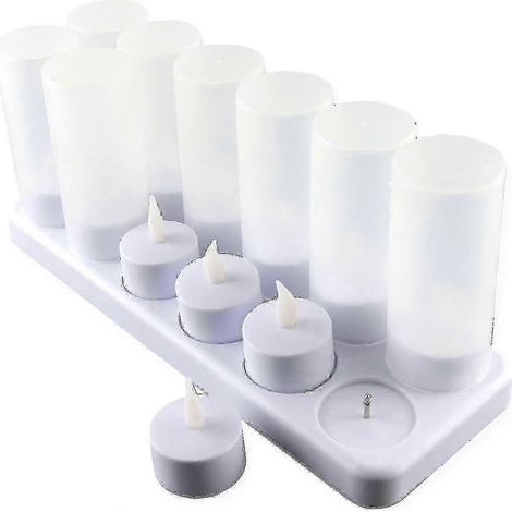 Lot de 12 bougies LED rechargeables sans flamme avec minuterie et télécommande (maison, mariage, fête)