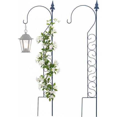 Relaxdays Supporto per rampicanti, set da 2, HxB 116 x 28 cm, arco da giardino, griglia in metallo, autoportante, nero