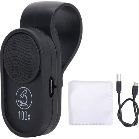 Microscope téléphone 100X haute définition, mini caméra de poche avec lumière LED, pince universelle (1/5)