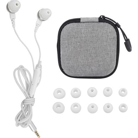 Casque filaire blanc, écouteurs ergonomiques confortables, isolation phonique, design ajusté, écouteurs filaires blancs (1/5)