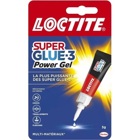 Colles cyanocrylates - LOCTITE - SUPERGLUE-3P - Power gel - Tube 3g