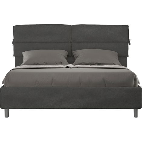 Letto Matrimoniale 160x190 cm con Rete e Contenitore Nandy Grigio (1/4)