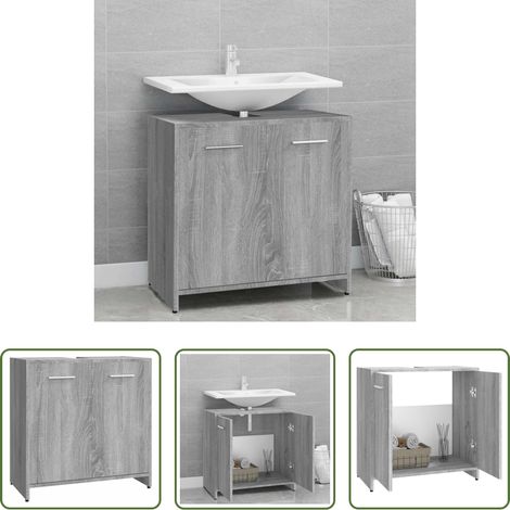 Holzwerkstoff Schrank - Badezimmerschrank Grau Sonoma 60x33x60 cm Holzwerkstoff (1/5)