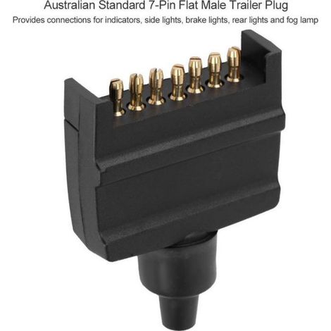 Fiche Plate 7 Broches - Adaptateur Australien Standard - Pour Caravane Remorque Bateau Camping-Car - Noir (1/5)