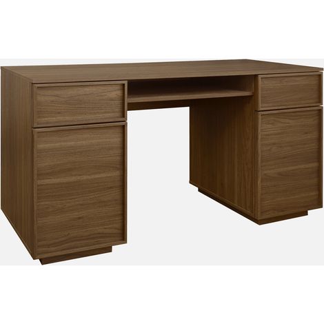 Scrivania effetto legno con 2 ante e 2 cassetti, 140cm
