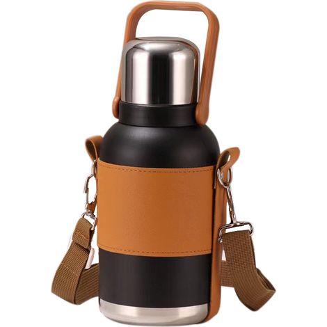 Bouteille isotherme en acier inoxydable 316 de 800 ml - Double paroi - Idéale pour le thé et le café - Étanche - Filtre à thé inclus - Étui de transport en cuir - Sans BPA - Sport, activités de plein 