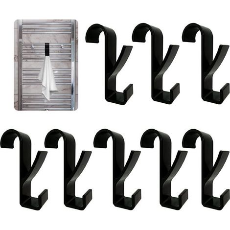 Ecleanfy - 8 crochets pour radiateur sèche-serviette ABS noir – lot de 8 (1/5)