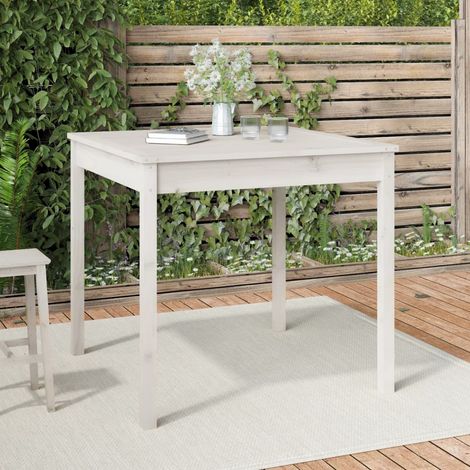 Table de jardin,Table meuble de Balcon,Table d'extérieur blanc 82,5x82,5x76 cm bois massif de pin -52092 (1/5)