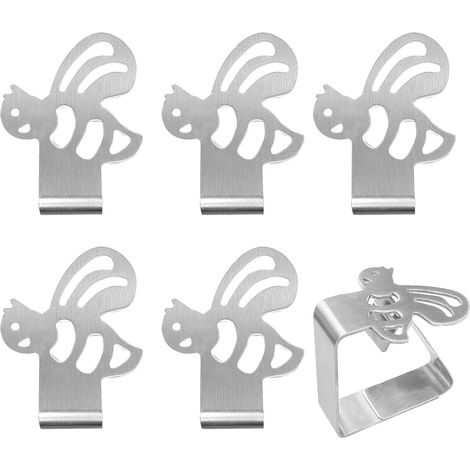 Clip per tovaglia Clip per tavolo da picnic in acciaio inossidabile Clip per tovaglia resistente Supporti per tovaglia Clip per copertura tavolo per feste all'aperto 6 pezzi Clip per ape (1/3)