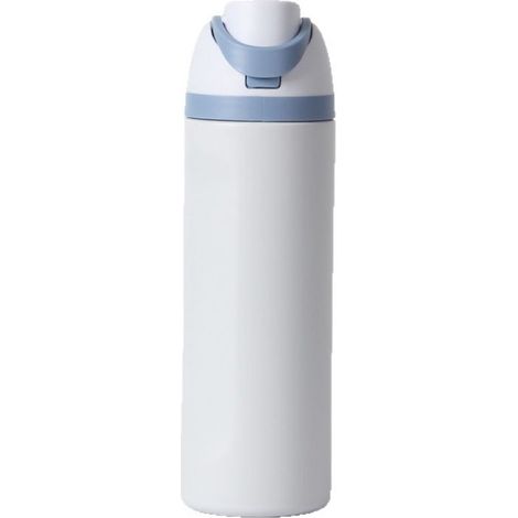 Botella de agua isotérmica de acero inoxidable con pajita para deportes, viajes y escuela, libre de BPA, 750 ml, azul. (1/2)