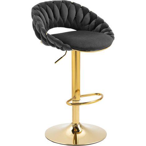 Taburete ajustable, silla de bar, FARVISO negro, loft elegante (1/5)