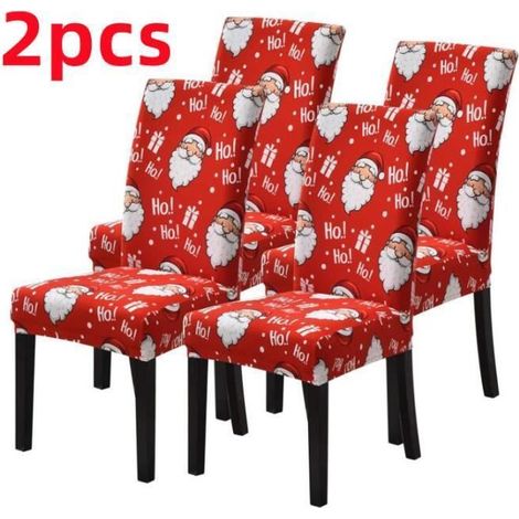 Housse de chaise de Noël,housses de chaise extensible motif Noël décoration de Noël intérieure,pour salle à manger,salon,banquet (1/4)