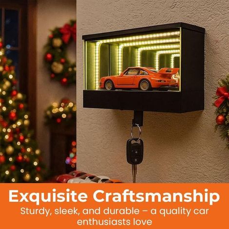 Porte-clés de garage Infinity avec miroir et capteur de luminosité Crochet porte-clés mural Veilleuse LED Rangement mural créatif pour clés 11,1 × 5,9 × 9,4 cm (1/4)