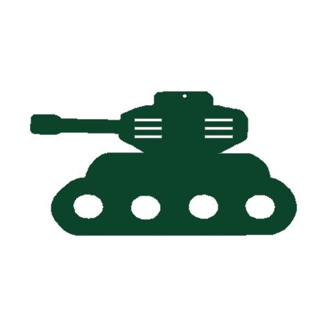 Decorazione a ciondolo a forma di carro armato per tende, colore verde militare. (1/5)