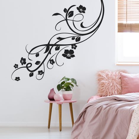 Sticker Mural - Branche florale - 137x355 cm - Noir (1/3)