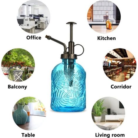 Verre Plantes Vaporisateur D\'arrosage, 360ML Rétro avec Pompe Supérieure Arrosoir, Pulvérisateur Brumisateur pour Jardinage Plantes (1/4)