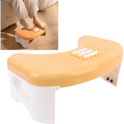 Tabouret de toilette pliable en plastique épais antidérapant, marchepied de salle de bain pour enfants et adultes, blanc et orange (1/3)