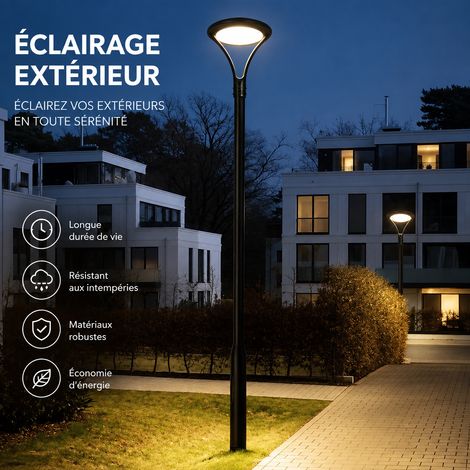 Lampadaire d'extérieur 30W sur secteur 220V avec mât de 3m LED Osram IP65 30 3 réf 6496 1 kg – Livraison gratuite