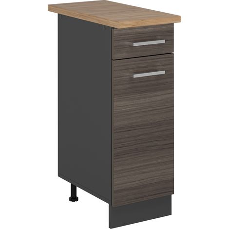 Mueble bajo de cocina R-Line, Gris noble, 30 cm , ET Roble, Vicco