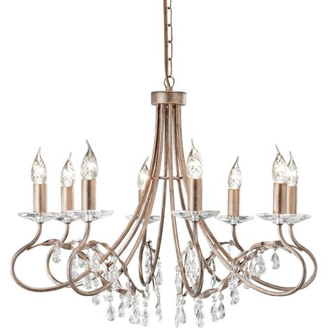 Lampadario elegante Christina oro cristalli 8xE14 60W Elstead (1/3)