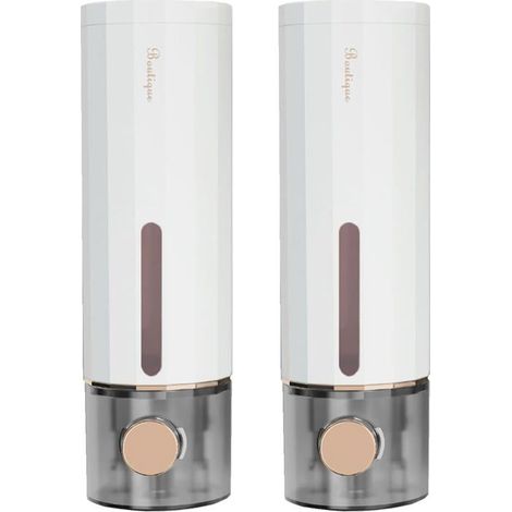 Lot de 2 distributeurs de savon,fixation murale,sans perçage,450 ml, pour lavabo,salle de bain, gel douche (1/5)