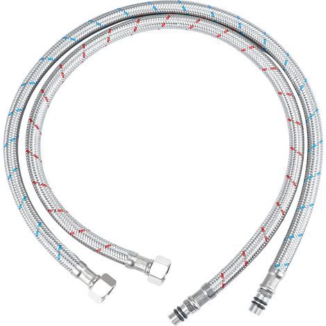 2-Piece Flexible Hose, Stainless Steel, G3/8 x M10, Pressure Resistant, Kitchen Bathroom (1/5)