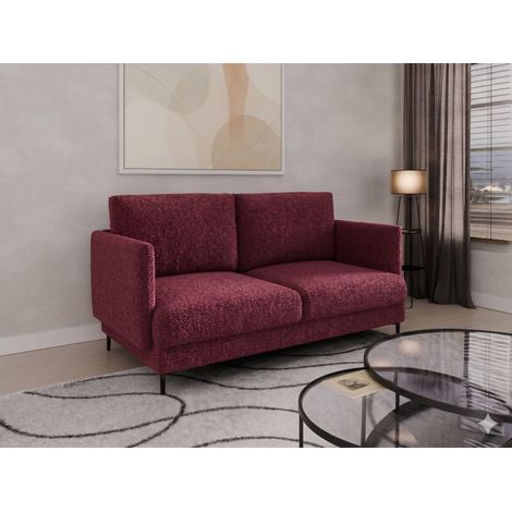 Sofa Designersofa HELMER 2-Sitzer Stoff Baloo Bordeauxrot