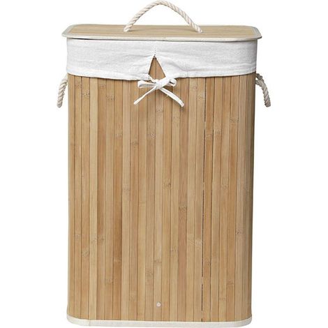Cesto rectangular plegable para ropa sucia - tela de lino de bambú - Tendance