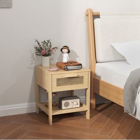 Commode 4 tiroirs style rotin 80 x 80 x 38 cm naturel HAVRYA (1/5)