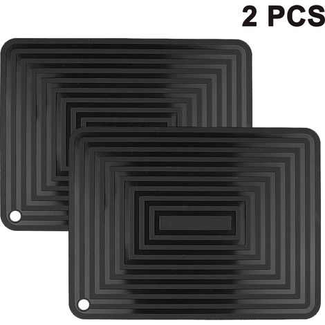 Lot de 2 grands dessous de plat en silicone résistant à la chaleur, 23 x 30,5 cm, antidérapants, flexibles et durables. (1/5)