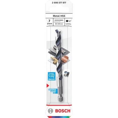 Bosch Metal-Spiralbohrer HSS, 7 x 69 x 109 mm, HEX 1/4 Schaft (1/5)