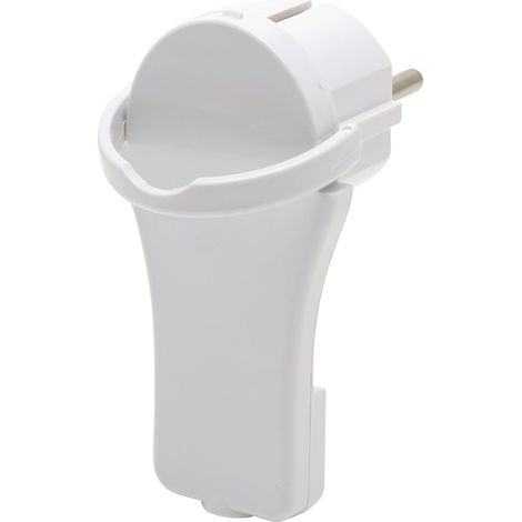 Brennenstuhl 1081590523 Schuko-Flachstecker, Steckdose Adapter Stecker, platzsparend mit Griff, Kunststoff, weiß, 50x97 mm