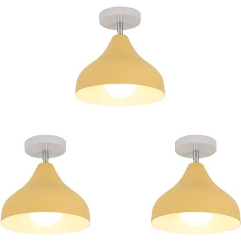 3x Plafonnier Moderne Indutsriel,E27 Lampe de Plafond Intérieur Vintage Abat-jour en Métal 20cm Luminaire Retro pour Couloir (1/5)