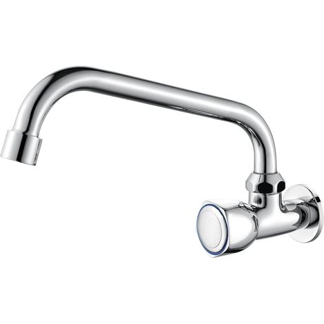 Ibergrif Ballet M18654 Rubinetto da Cucina a Muro, Miscelatore Lavello Vintage per Singolo Freddo, argento (1/5)