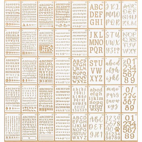 Pochoir Lettre - Lot de 40 - PET Flexible - Alphabet et Chiffre - Scrapbooking et DIY - 18x10,5cm (1/5)