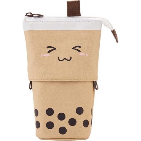 Mignon Crayon Télescopique Stand Pop-Up Papeterie Boîte avec Smiley Point Sac De Rangement (1pc Marron Clair, 17136cm) (1/5)