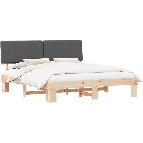 Maison Exclusive - Letto con Testiera Rivestita Grigio scuro 180 x 200 cm (1/5)