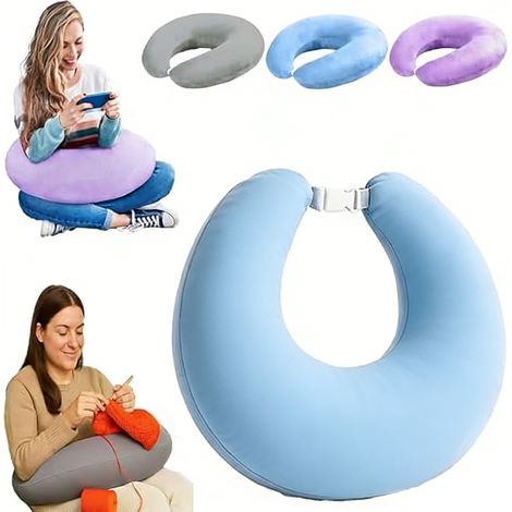 Almohada ergonómica Crealis - Almohada de crochet, almohada para juegos - Ligera, portátil, alivia la tensión. Almohada ergonómica para brazos para leer, jugar, trabajar y tejer (Azul real)