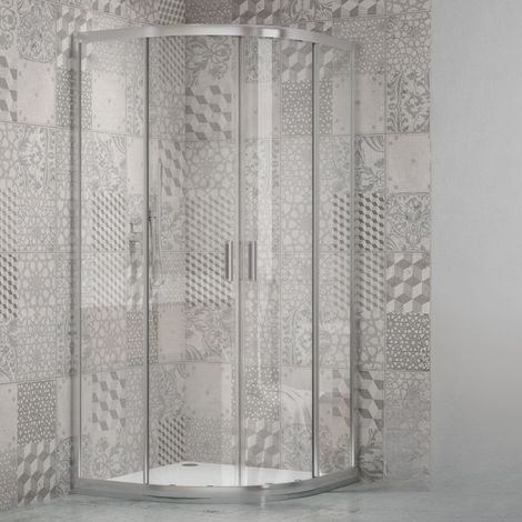 Ogomondo box doccia semicircolare con ante scorrevoli cristallo temprato 4 millimetri trasparente misure 80x80x190h cm regolabile - confezione 1 (1/4)