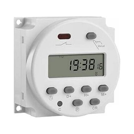 Relais de minuterie hebdomadaire numérique LCD mini 12 V avec interrupteur d'alimentation et couvercle étanche (blanc) (1/5)
