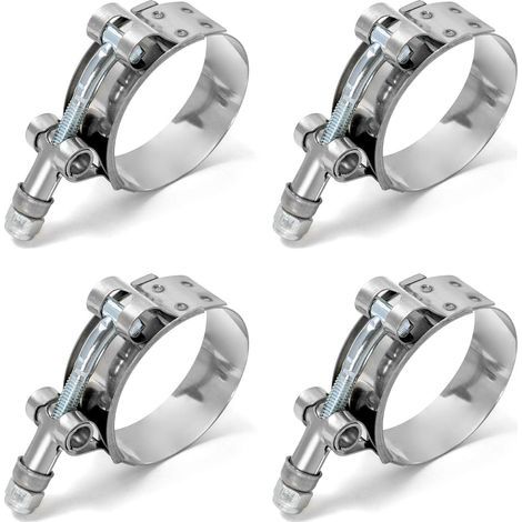 Abrazaderas para mangueras AIDUCHO, abrazaderas tipo T, acero inoxidable, para mangueras de agua domésticas, tanques de gasolina, mangueras de automóviles, 51-57 mm, paquete de 4 (1/5)