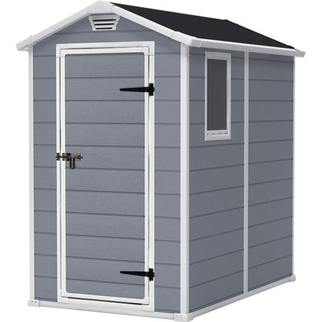 KETER Caseta de Jardín MANOR 4x6 EXTERIOR cobertizo de almacenamiento ordenación madera acero metal resina 130cmx192cmx198cm WxDxH