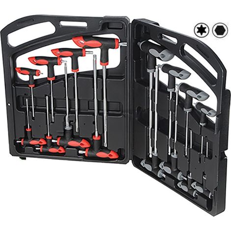 TrAdE Shop Traesio - Set Kit 16 Pz Chiavi Chiave A T Esagonali E Torx Lunghe Valigetta Professionali - (1/2)