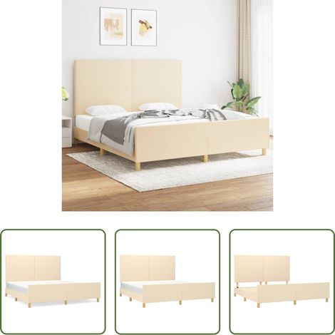 Kopfteil - Bettgestell ohne Matratze Creme 180x200 cm Stoff (1/5)