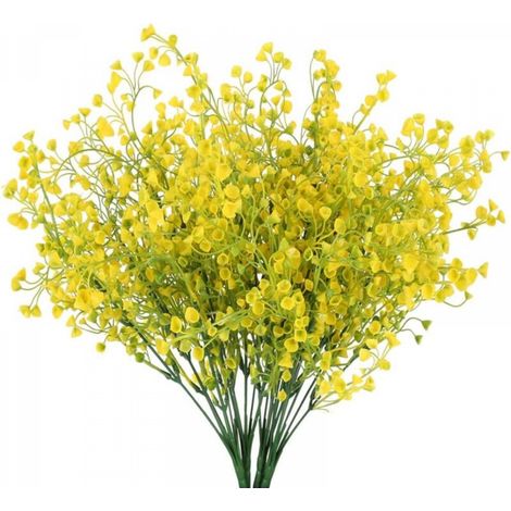 4pcs Gypsophile Artificielles 7 Branches Fleurs Artificielles Deco Arbuste Artificiel Buisson Fausse Fleurs Jaune Decoration pour Mariage Maison Jardin 48CM (1/5)