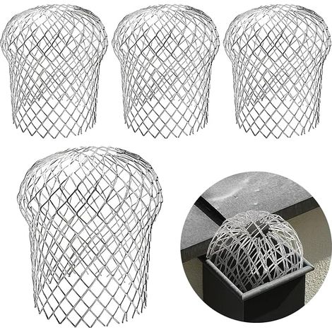 Gutter Filter 4 Pieces Aluminium Gutter Guard Protection Gutter Guards Downpipe Guards Metal Gutter Protection Gutter Leaves (1/5)