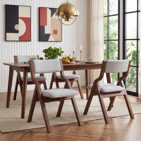 4 chaises de salle à manger pliantes, chaises de salle à manger en bois massif, confortables et respirantes, pliables et rangement facile, adaptées aux salles à manger, salons, cafés, style moderne, l (1/5)
